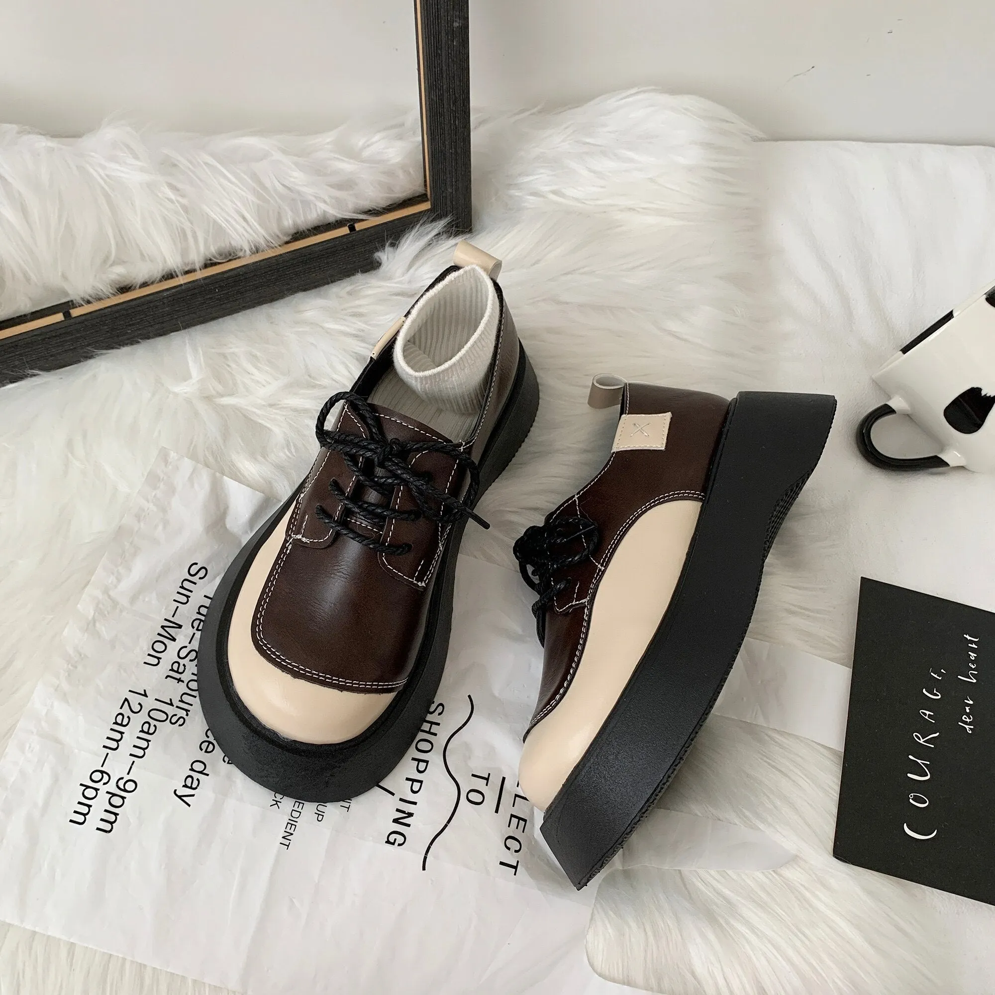 NEW platform shoes women's thick-soled high-heeled Lolita shoes fashion Japanese JK uniform leather shoes college girls sneakers