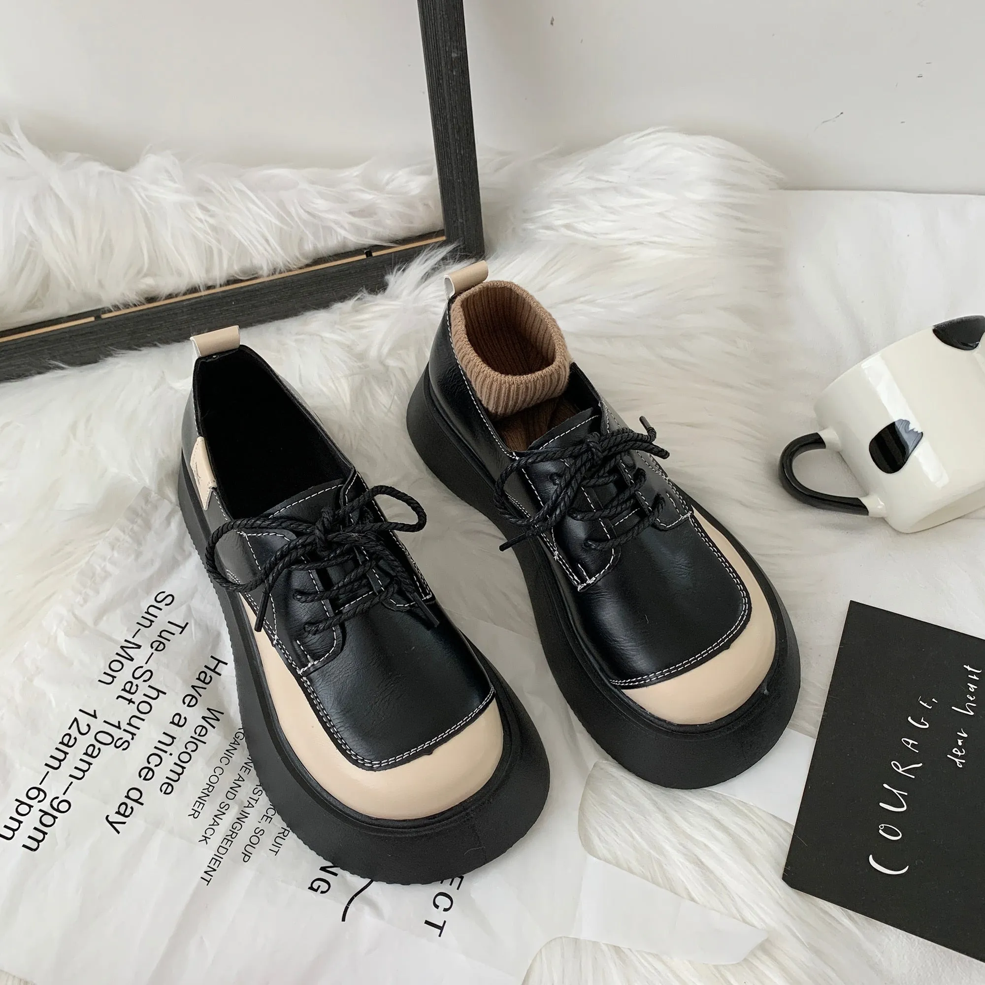 NEW platform shoes women's thick-soled high-heeled Lolita shoes fashion Japanese JK uniform leather shoes college girls sneakers