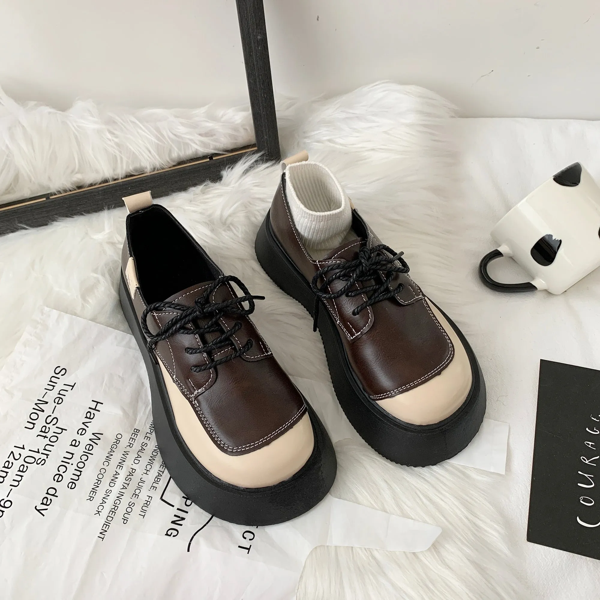 NEW platform shoes women's thick-soled high-heeled Lolita shoes fashion Japanese JK uniform leather shoes college girls sneakers