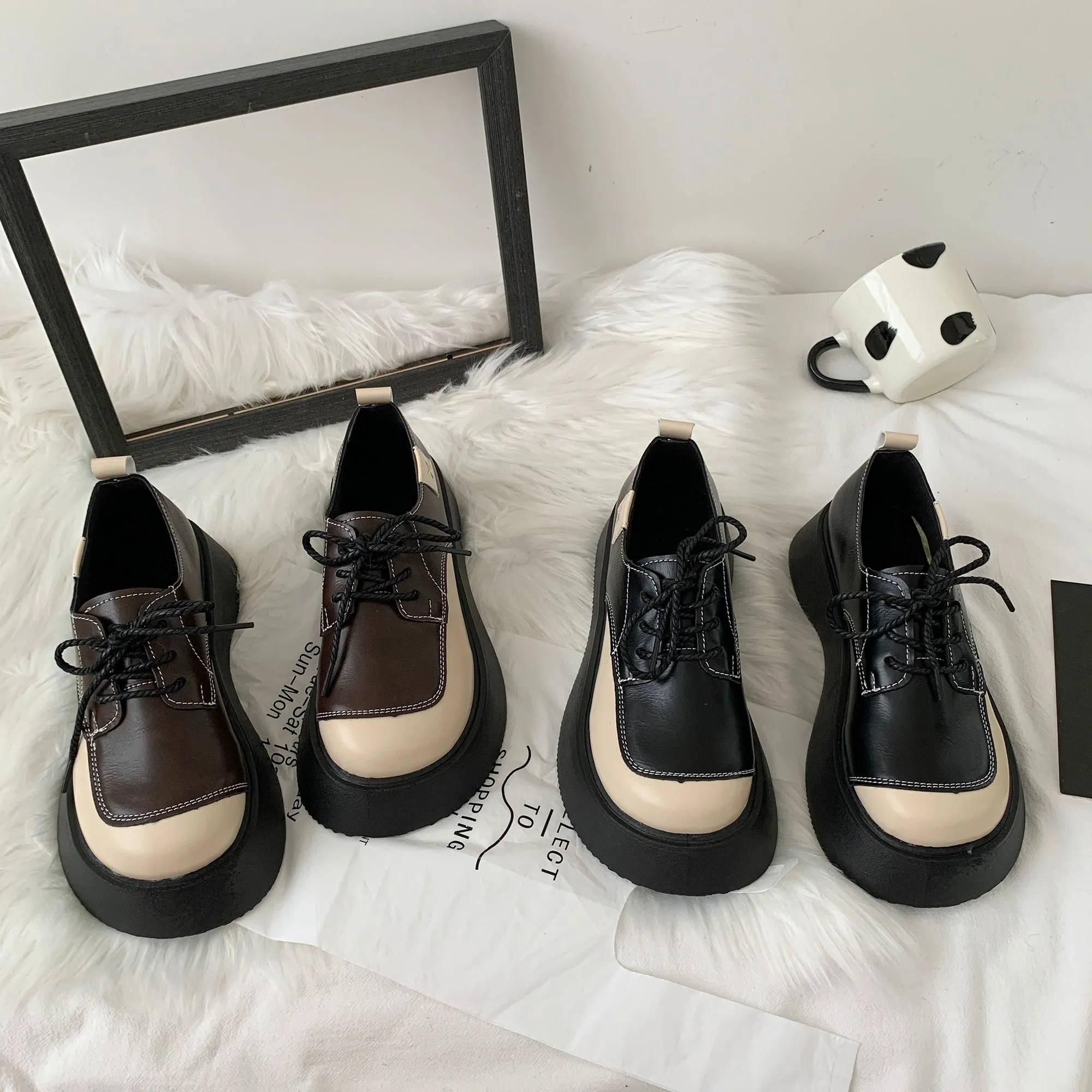 NEW platform shoes women's thick-soled high-heeled Lolita shoes fashion Japanese JK uniform leather shoes college girls sneakers