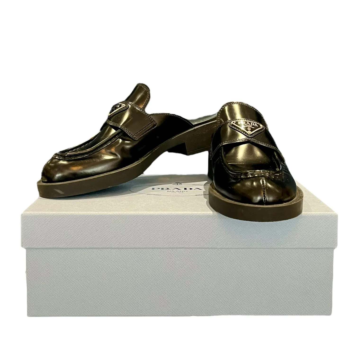 NEW Prada Black 'Spazzolato' Loafers