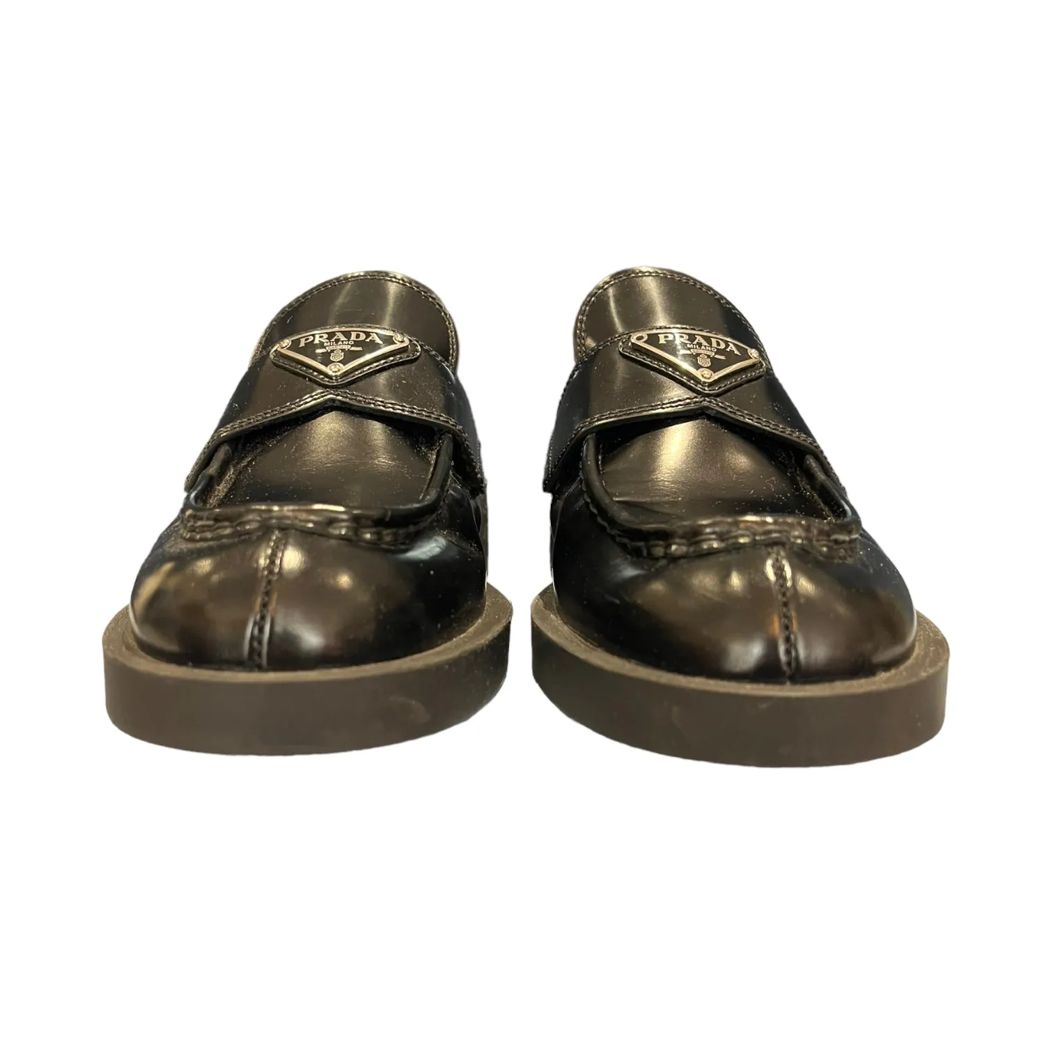 NEW Prada Black 'Spazzolato' Loafers