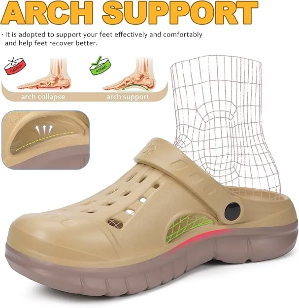 NEW Sisttke Womens Mens Garden Clogs with Arch Support Garden Shoes Slip-on Outdoor Beach Sandals 6.5-7.5/Men 5.5-6.5