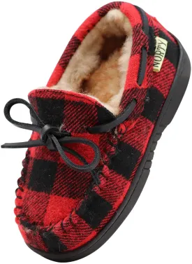 NORTY Big Kids 4-6 Red Buffalo Plaid Slippers 16995