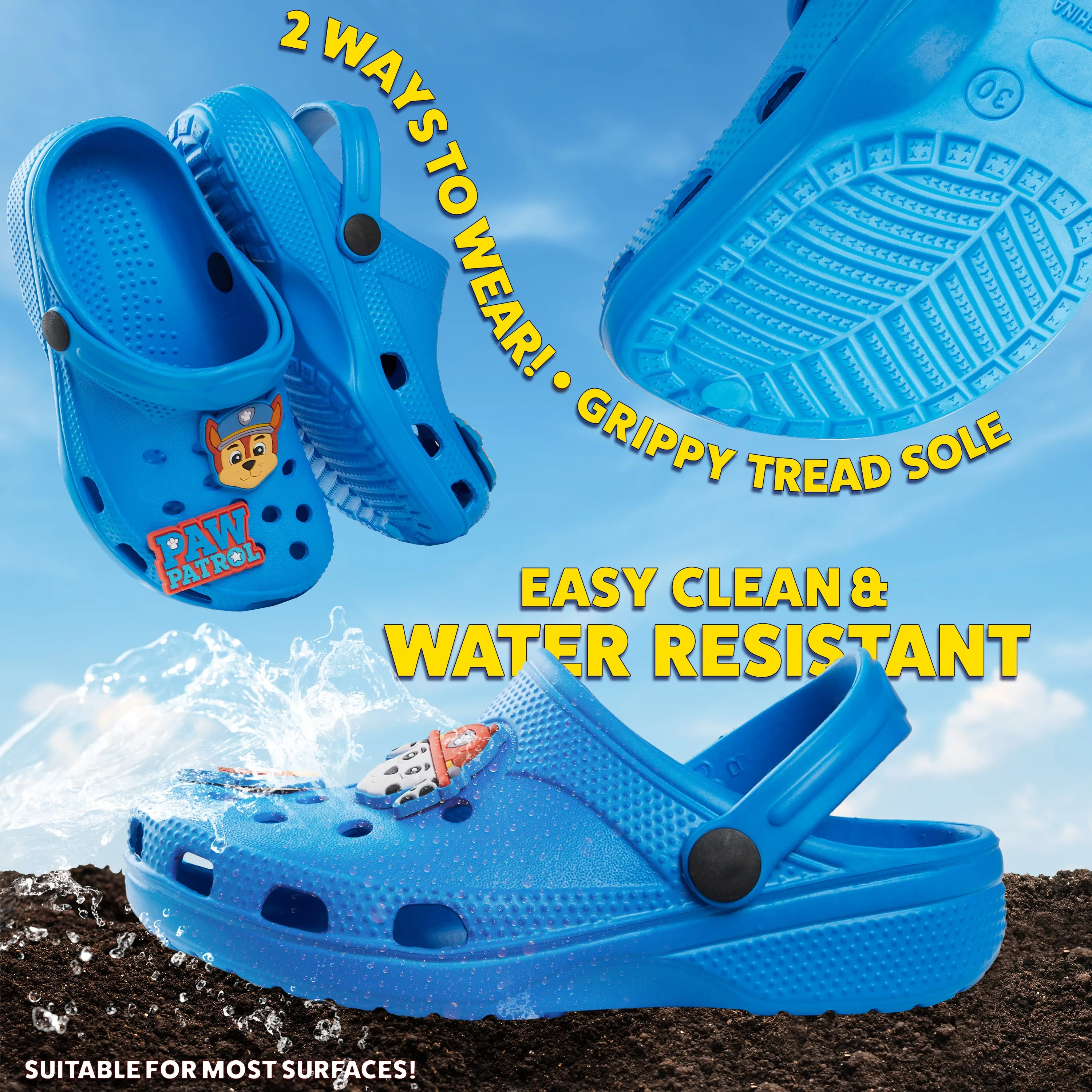Paw Patrol Boys Clogs with Removable Rubber Charms
