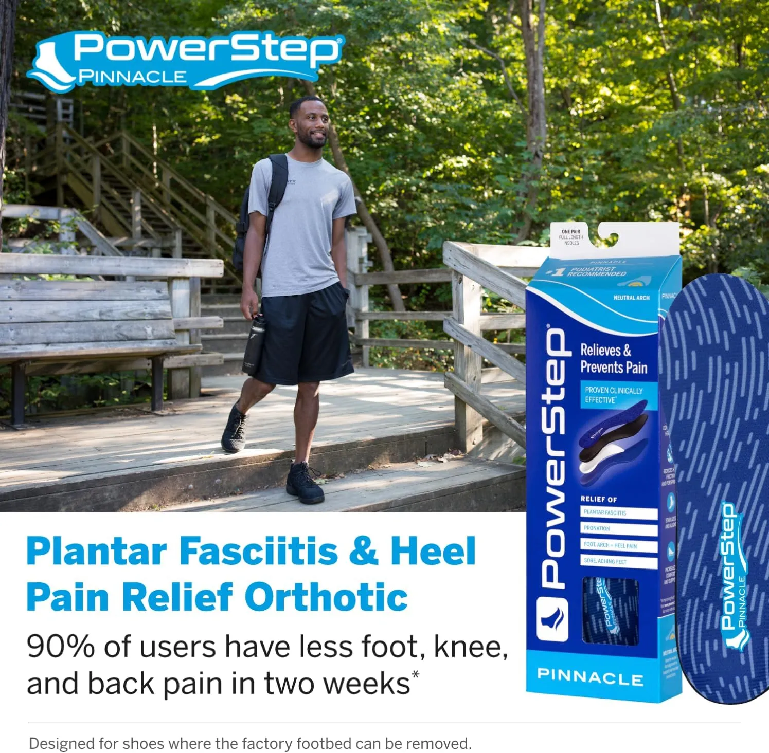PowerStep Pinnacle Insoles - Orthotics for Plantar Fasciitis Relief ?C Made in USA Orthotic Insoles for Arch Support with Moderate Pronation - #1 Podiatrist Recommended (M 8-8.5 W 10-10.5)
