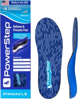 PowerStep Pinnacle Insoles - Orthotics for Plantar Fasciitis Relief ?C Made in USA Orthotic Insoles for Arch Support with Moderate Pronation - #1 Podiatrist Recommended (M 8-8.5 W 10-10.5)