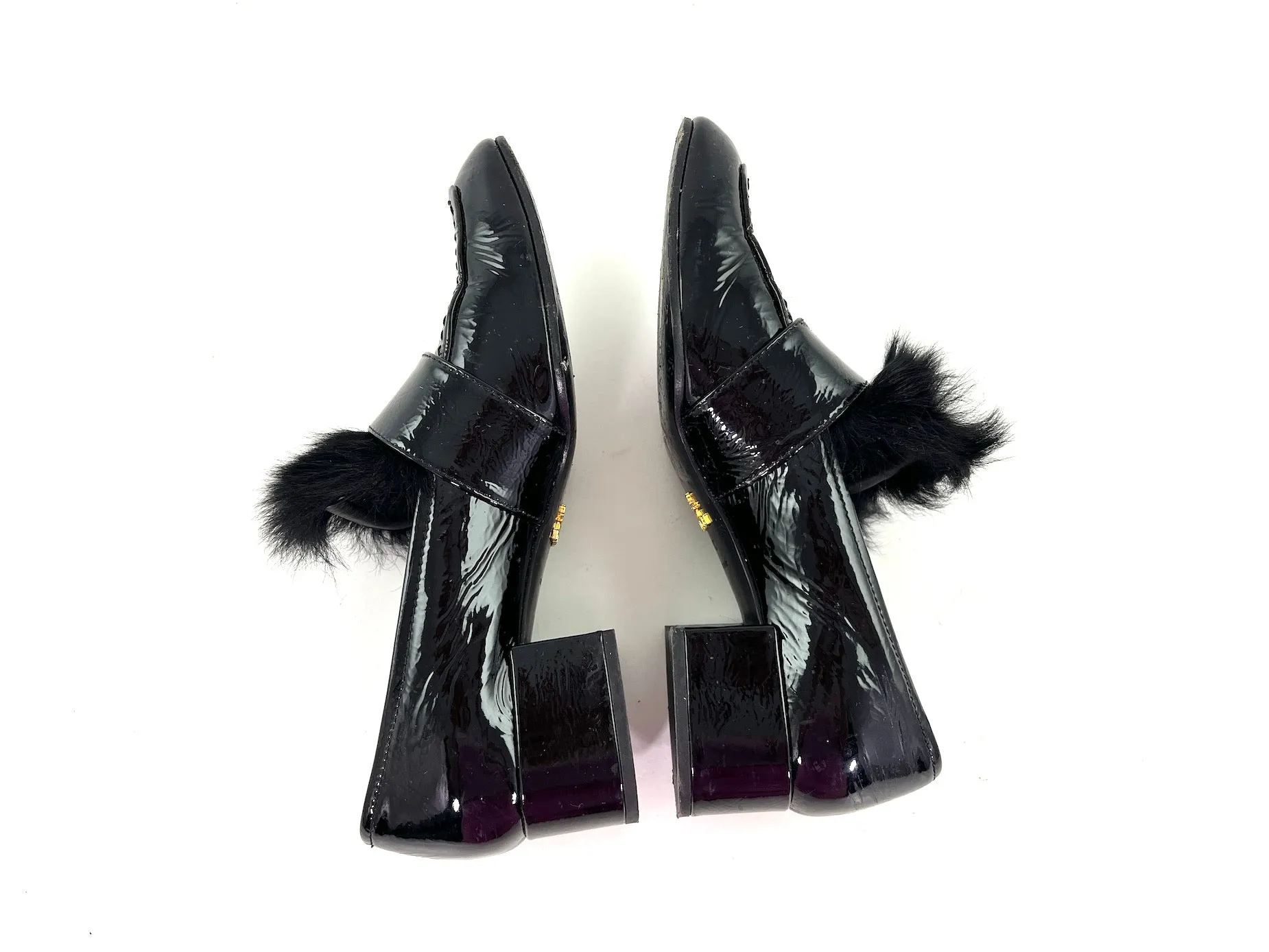 PRADA Black Embellished Loafers 38
