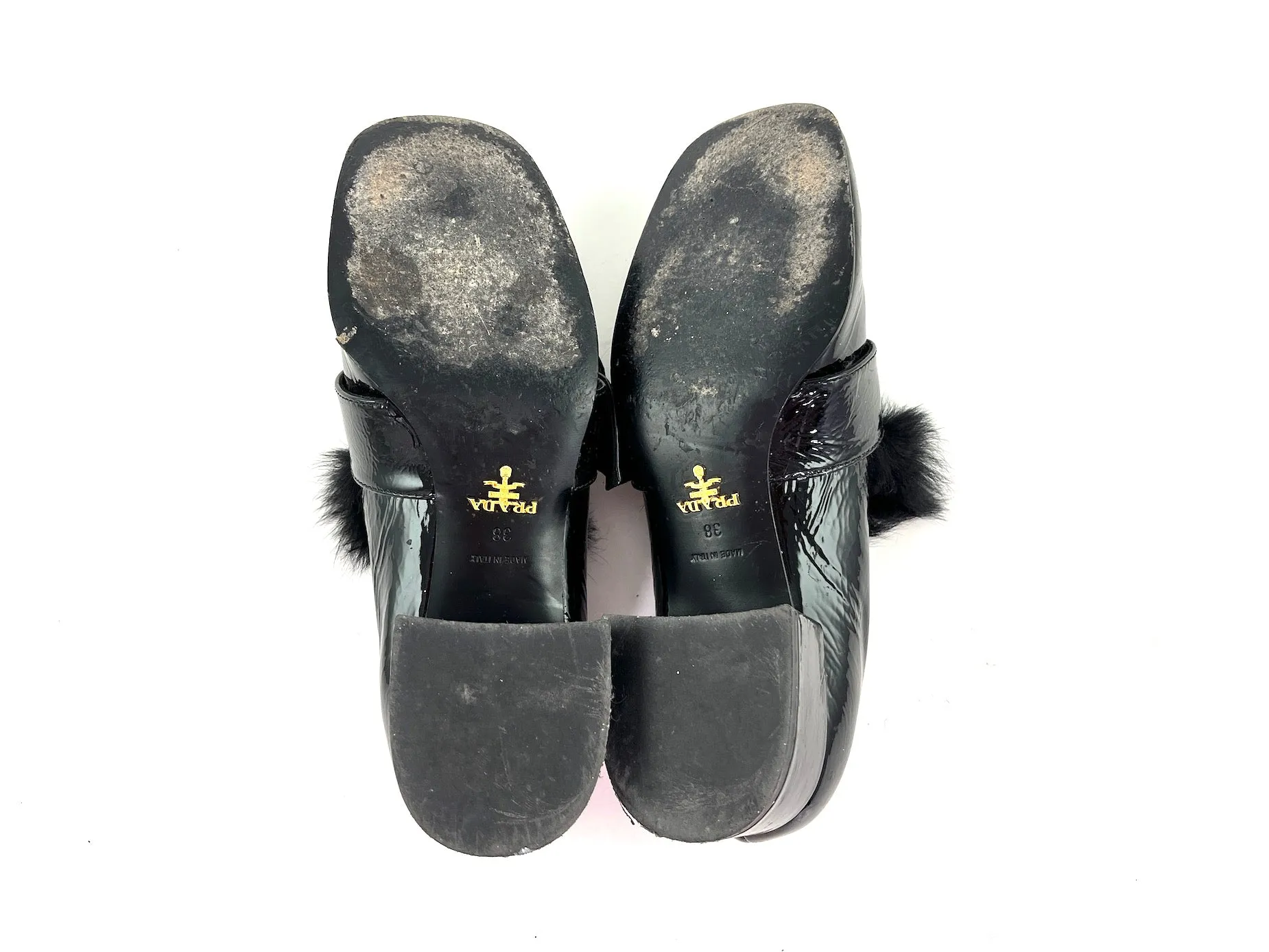 PRADA Black Embellished Loafers 38