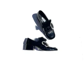 PRADA Black Embellished Loafers 38