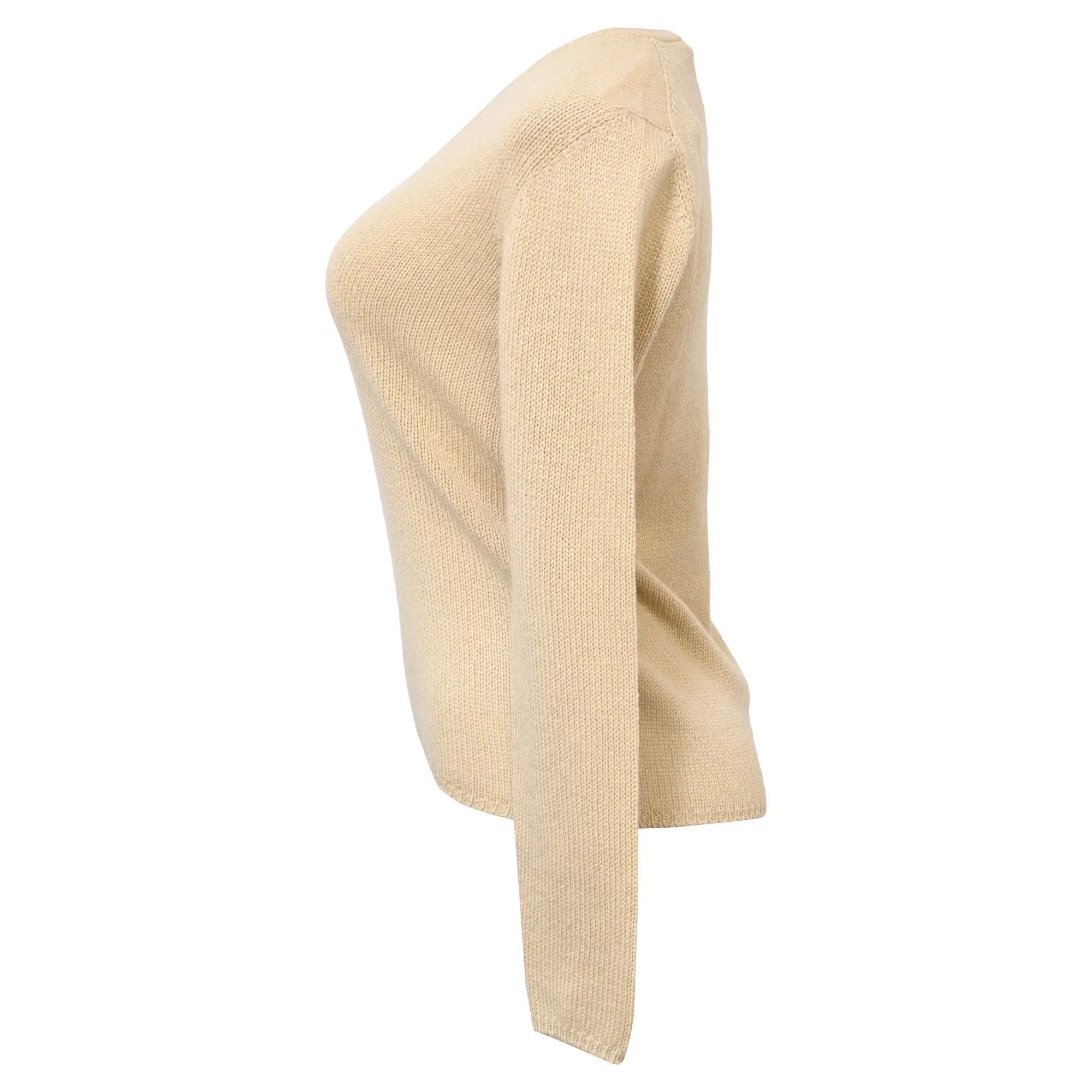 Prada V-Neck Sweater in Beige Wool