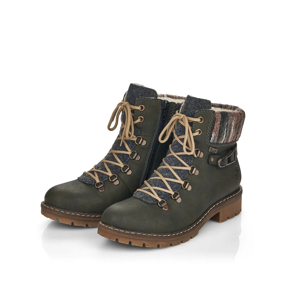 Rieker Ladies Knitted Cuff Chunkly Ankle Boot