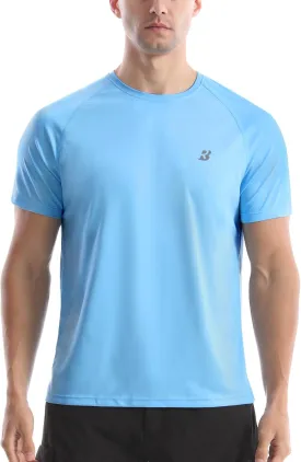 Roadbox Men's Rash Guard Short Sleeve, UPF 50  UV Sun Protection Swim Shirts, Quick Dry Lightweight Water Surf Beach T-Shirt