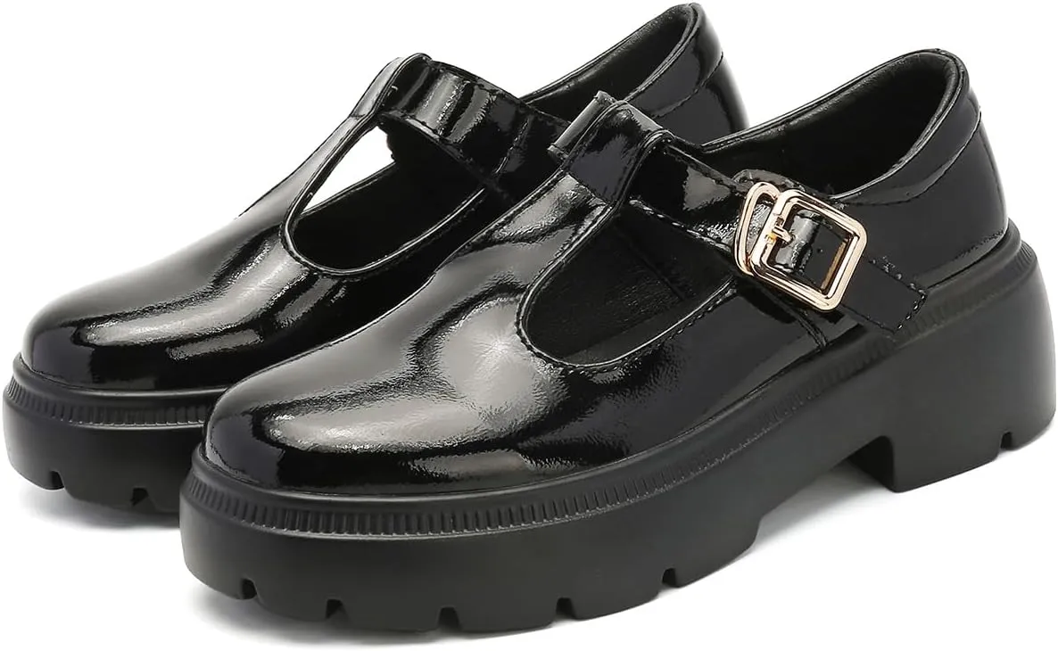 Ruiatoo Women Mary Jane Dress Shoes Platform Loafers Low Heel Chunky Pumps Round Toe Oxford Shoes