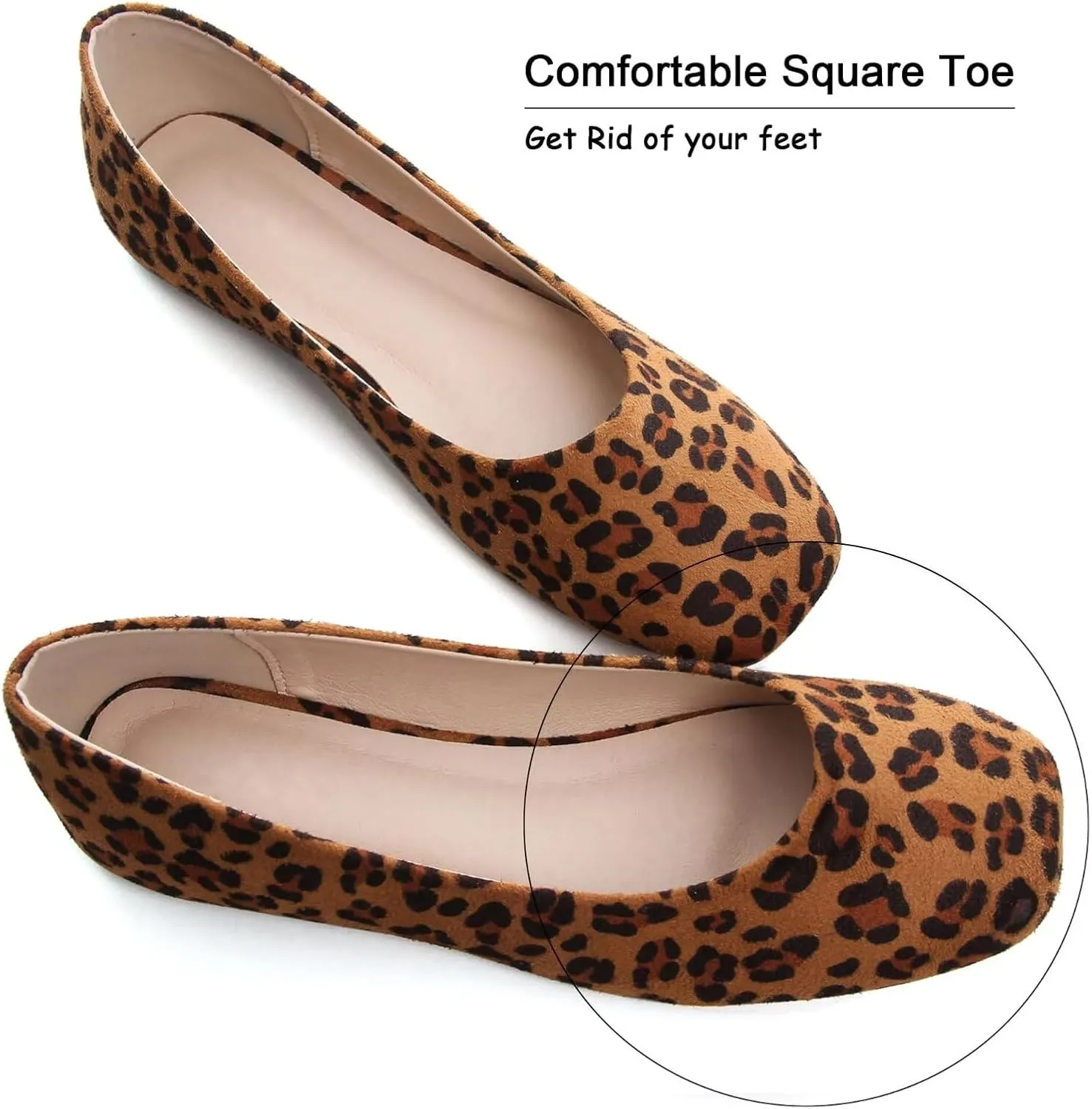 SAILING LU Flats for Women Comfortable Solid Color Soft Flats Square Toe Ballet Casual Work Shoes Dressy Slip-ons Loafers