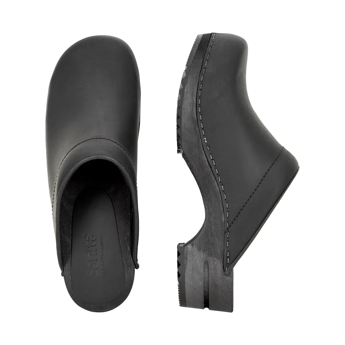 Sanita Womens Wooden Clog  Chrissy - Black