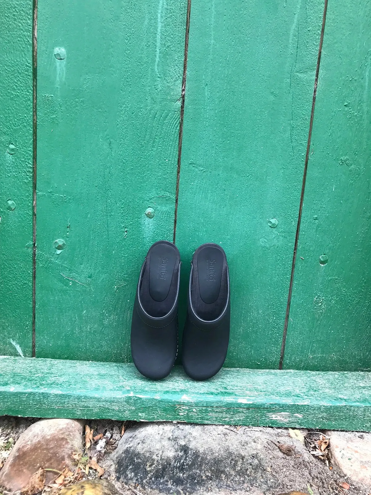 Sanita Womens Wooden Clog  Chrissy - Black