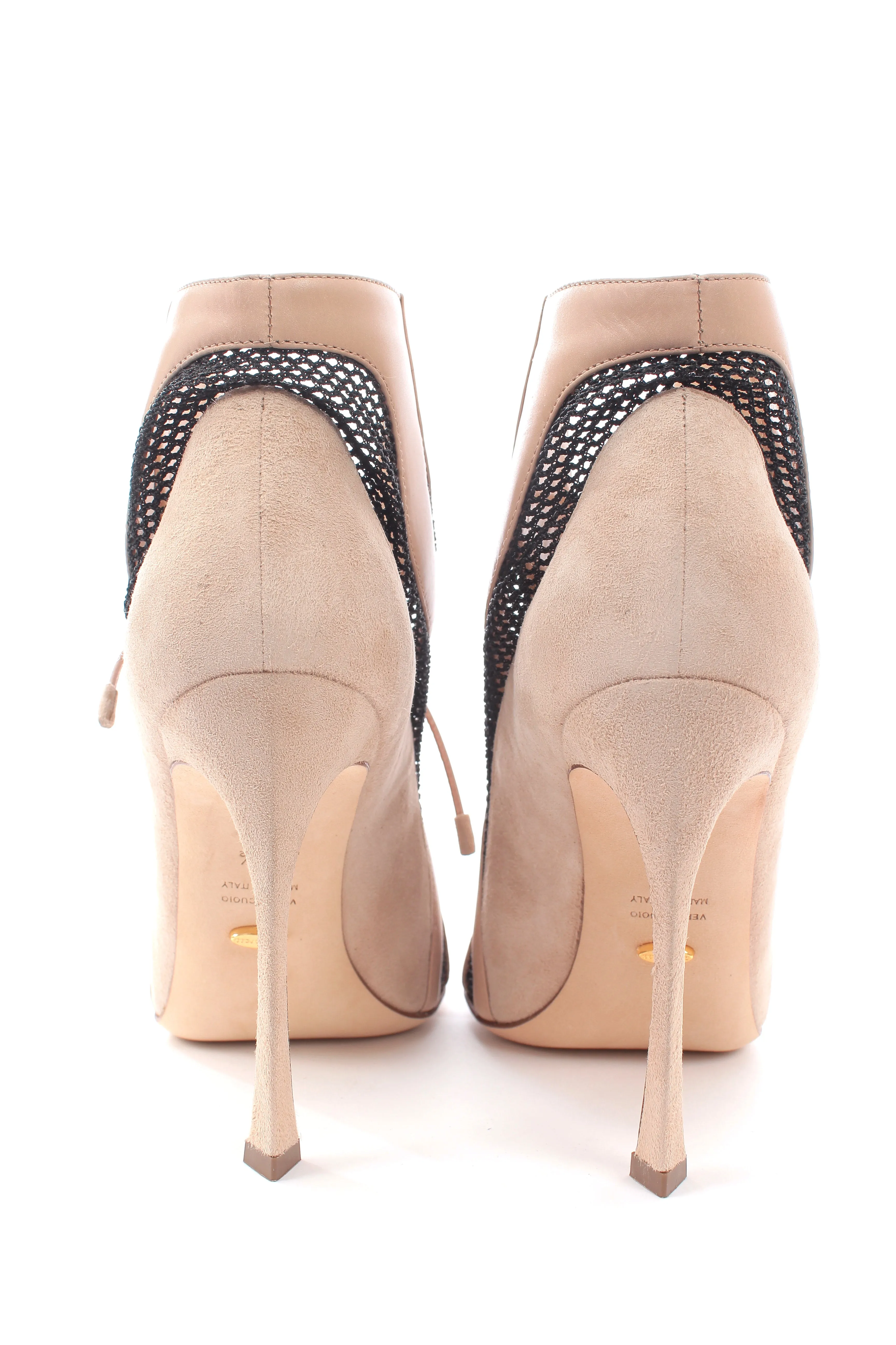 Sergio Rossi Mesh-Panelled Lace Up Ankle Boots