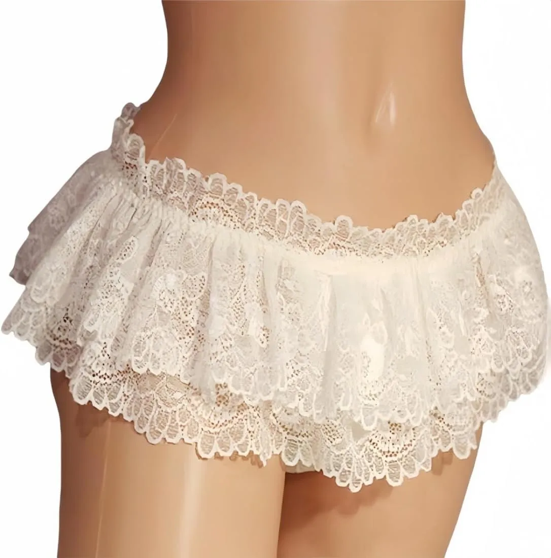 Sissy Clothes For Men Gay Lingerie Male Thong Underwear Sexy Crossdressers Panties Lace Mini Skirt Elastic One Size