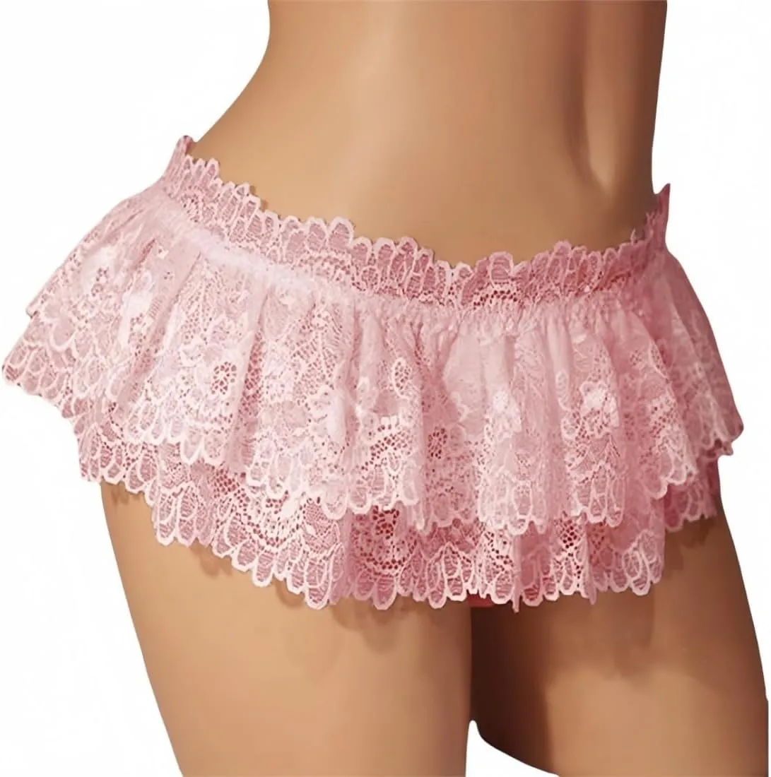 Sissy Clothes For Men Gay Lingerie Male Thong Underwear Sexy Crossdressers Panties Lace Mini Skirt Elastic One Size