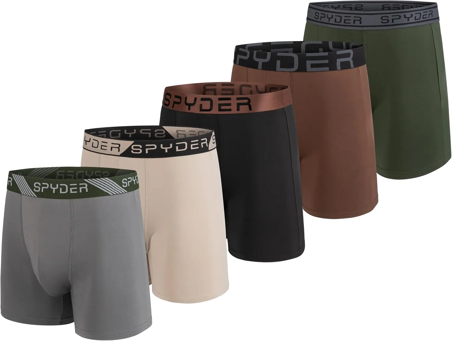 Spyder Mens Boxer Briefs 5 Pack Poly Spandex Performance Boxer Briefs Underwear