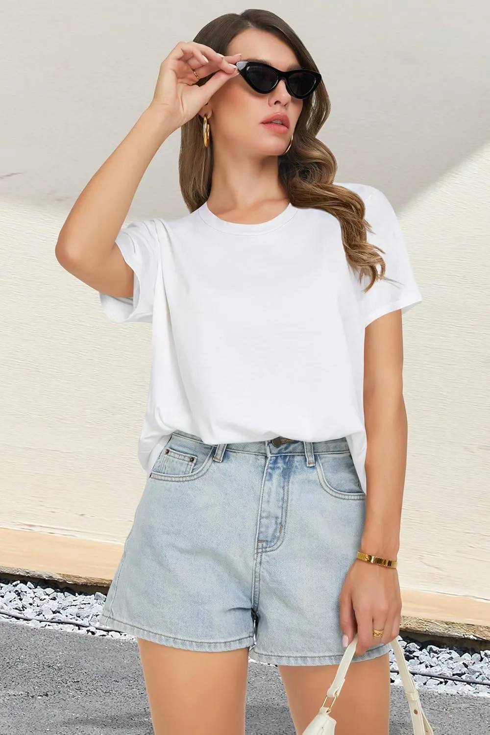 T Shirts for Women Summer Short Sleeve Crewneck Casual Cute Graphic Basic Tees Tops