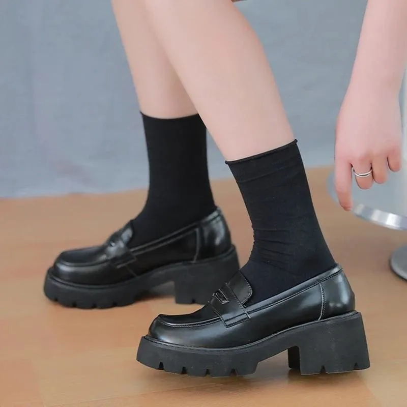 Thick-Soled Women's Soft Leather Loafers