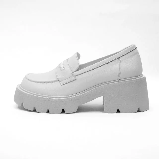Thick-Soled Women's Soft Leather Loafers