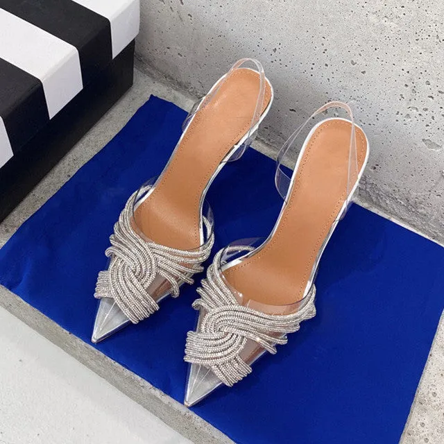 Transparent Rhinestone Slingbacks Sandals