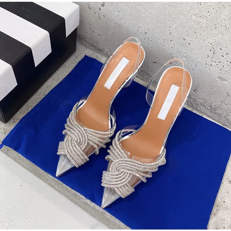 Transparent Rhinestone Slingbacks Sandals