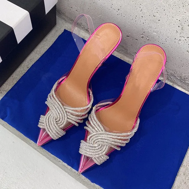 Transparent Rhinestone Slingbacks Sandals