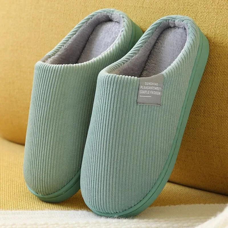 Unisex Plush Winter Slippers - Thick Anti-Slip Indoor Comfort