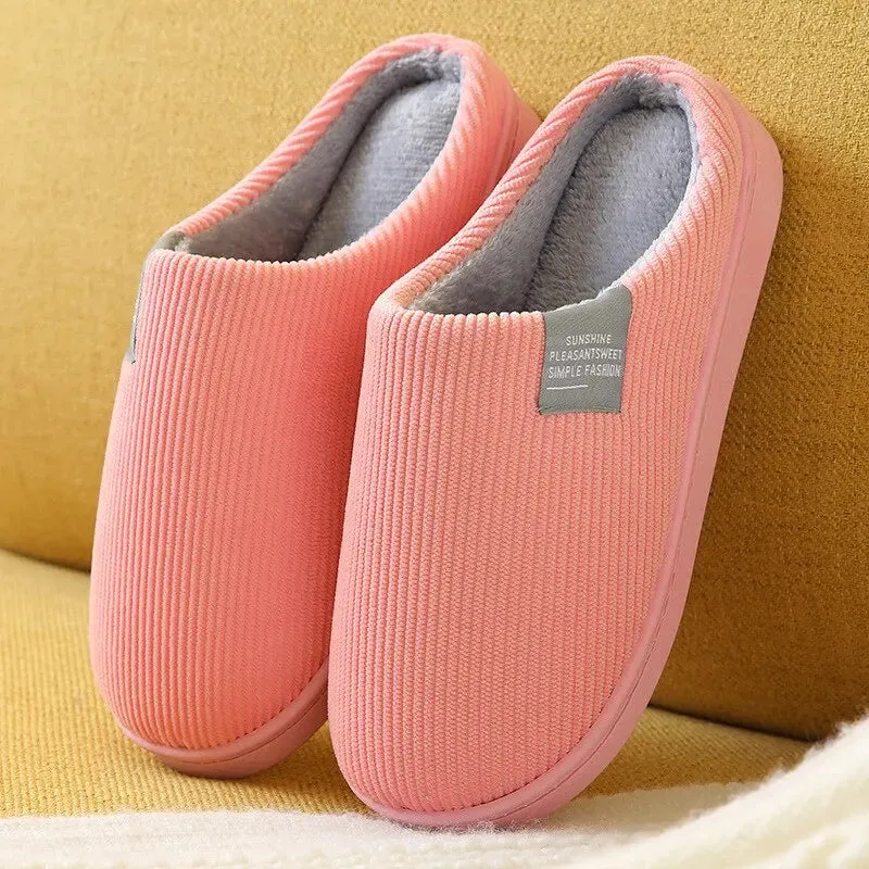 Unisex Plush Winter Slippers - Thick Anti-Slip Indoor Comfort