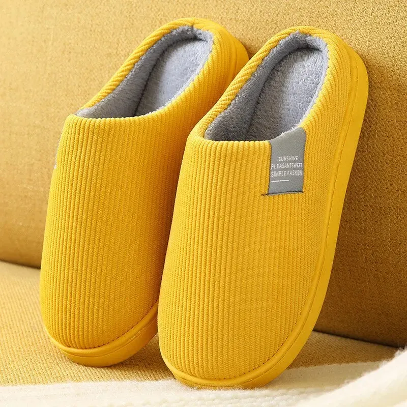 Unisex Plush Winter Slippers - Thick Anti-Slip Indoor Comfort