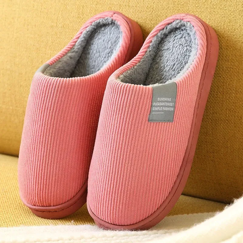 Unisex Plush Winter Slippers - Thick Anti-Slip Indoor Comfort