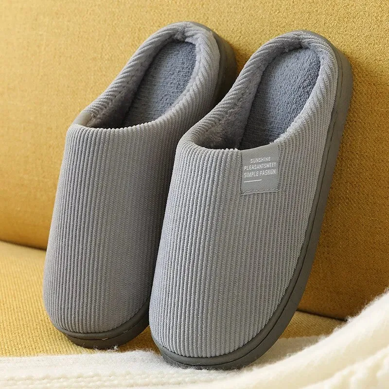 Unisex Plush Winter Slippers - Thick Anti-Slip Indoor Comfort