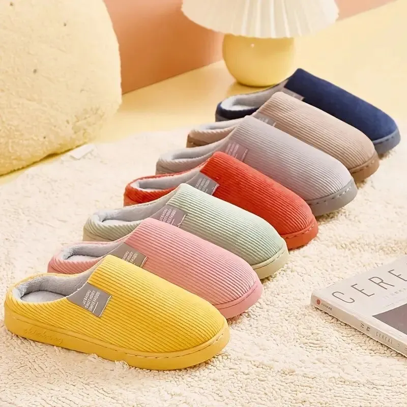 Unisex Plush Winter Slippers - Thick Anti-Slip Indoor Comfort