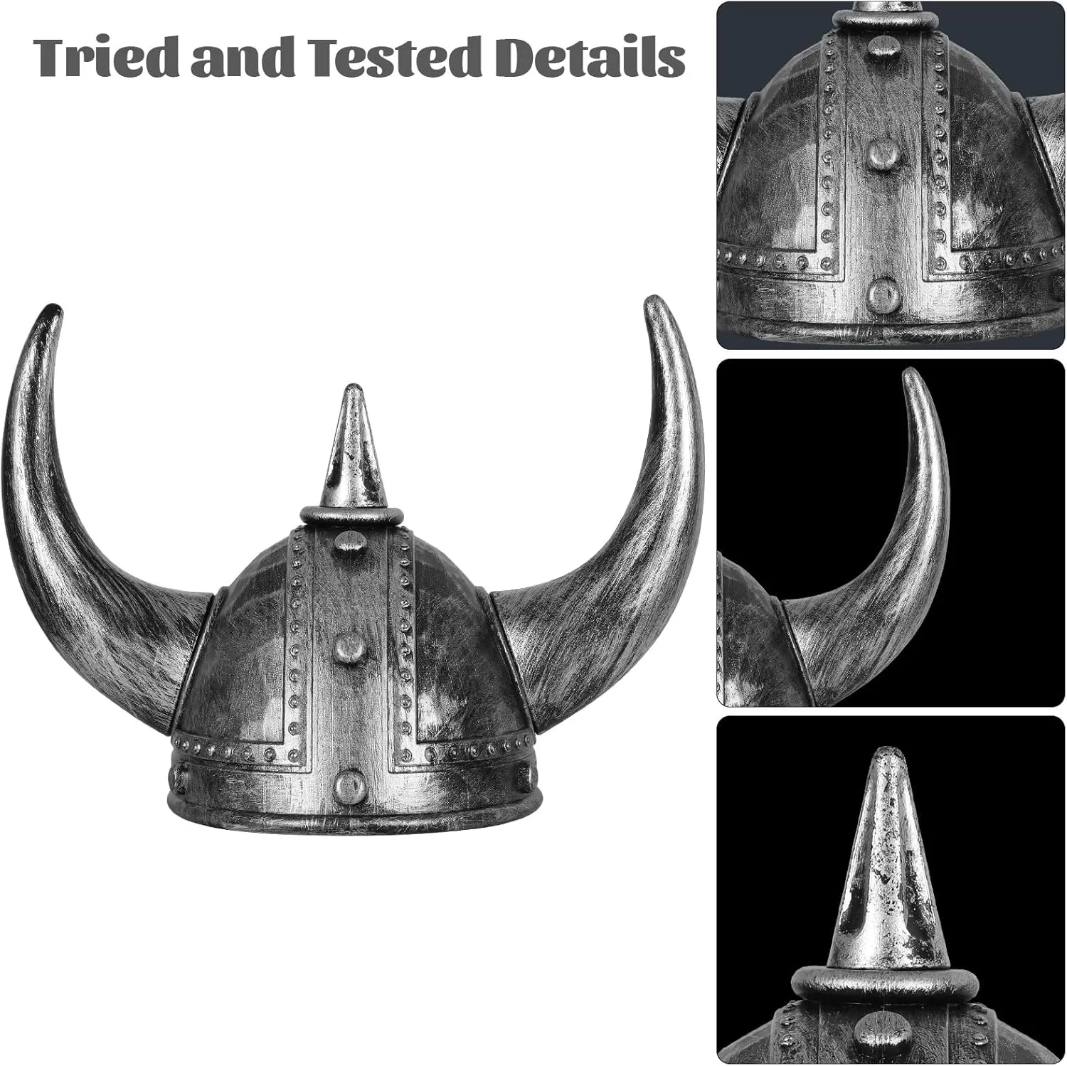 Viking Helmet with Horns for Adult,Plastic Norse Barbarian Warrior Hat Medieval Viking Costume,Funny Halloween Party Hat(B)
