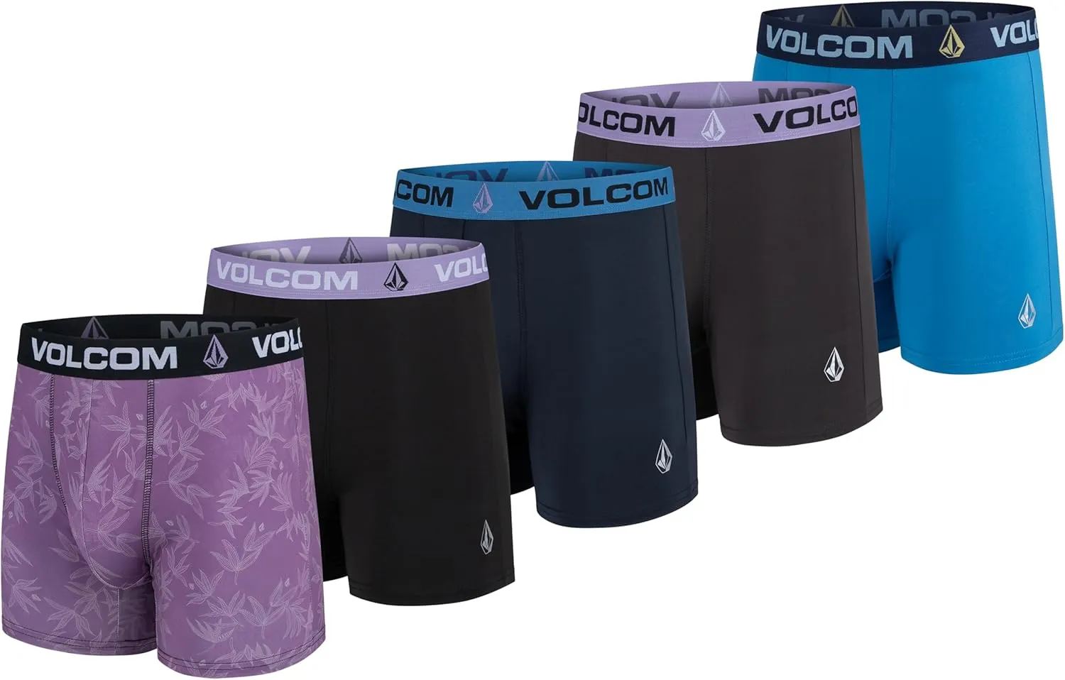 Volcom Mens Boxer Briefs 5 Pack Poly Spandex Performance Boxer Briefs Underwear