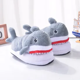Wholesale Winter Shark Indoor Couple Platform Plush Cotton Slippers