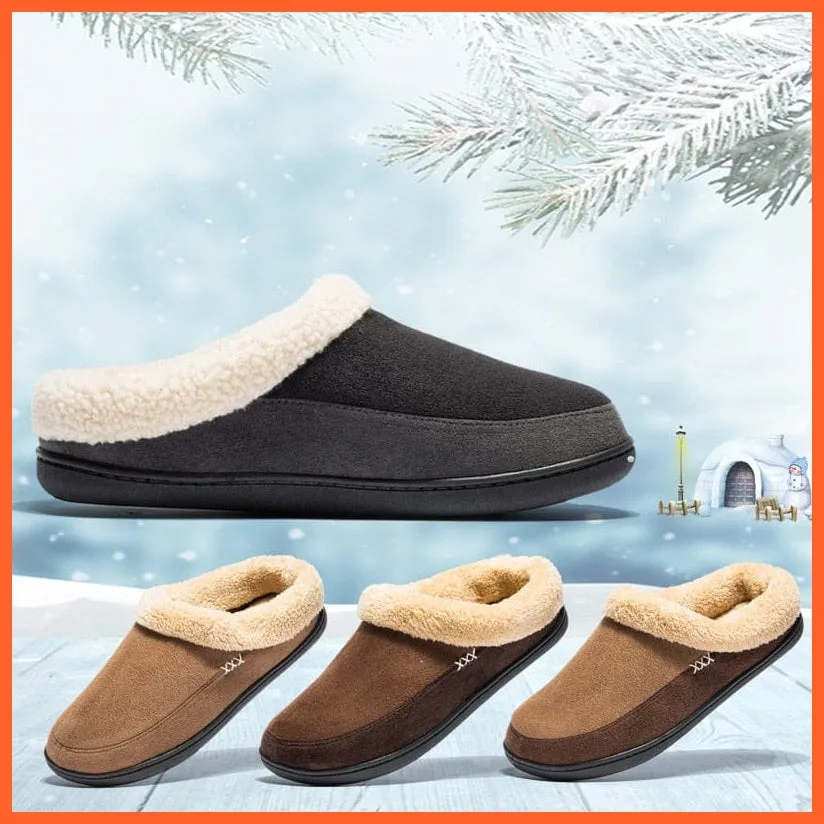 Winter Men Cotton Bathroom Slippers | Male Plush Shoes Home Soft Slippers