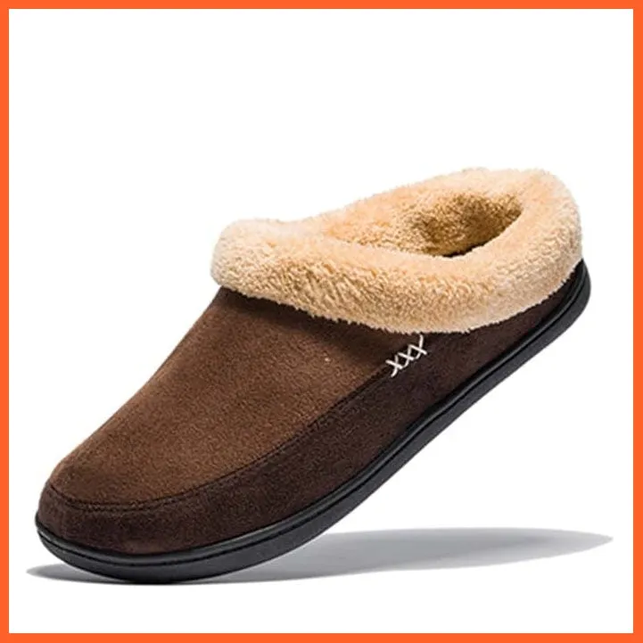 Winter Men Cotton Bathroom Slippers | Male Plush Shoes Home Soft Slippers