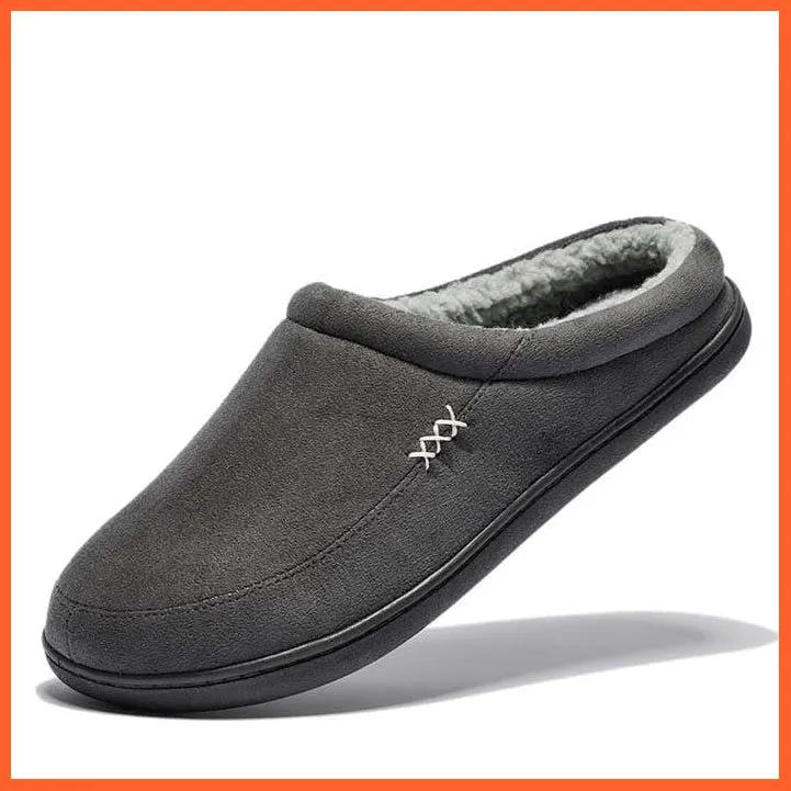 Winter Men Cotton Bathroom Slippers | Male Plush Shoes Home Soft Slippers