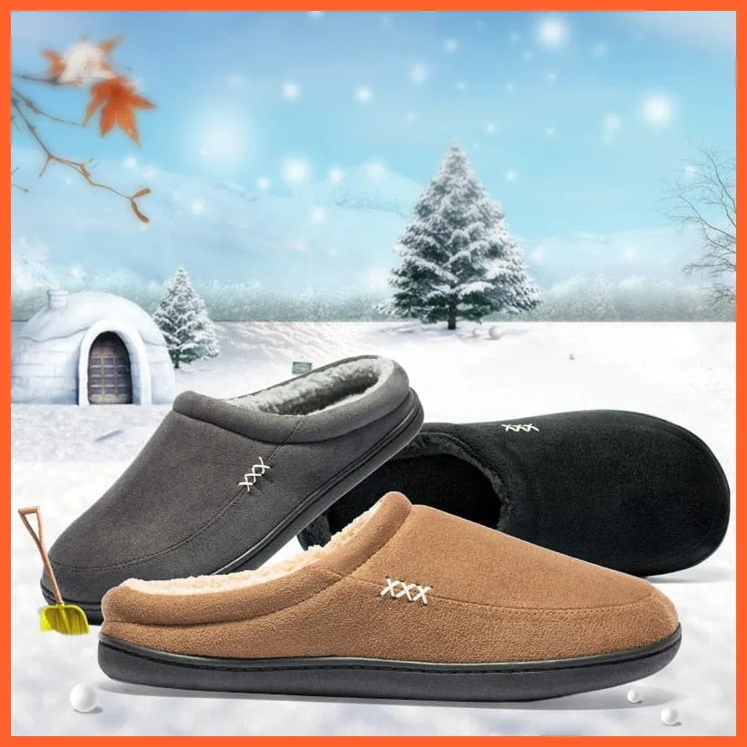 Winter Men Cotton Bathroom Slippers | Male Plush Shoes Home Soft Slippers