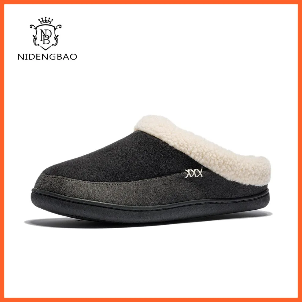 Winter Men Cotton Bathroom Slippers | Male Plush Shoes Home Soft Slippers
