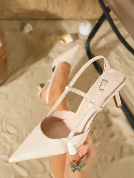 Women's Open Back High Heel Sandals With Thin Heel And Pointed Toe Mules