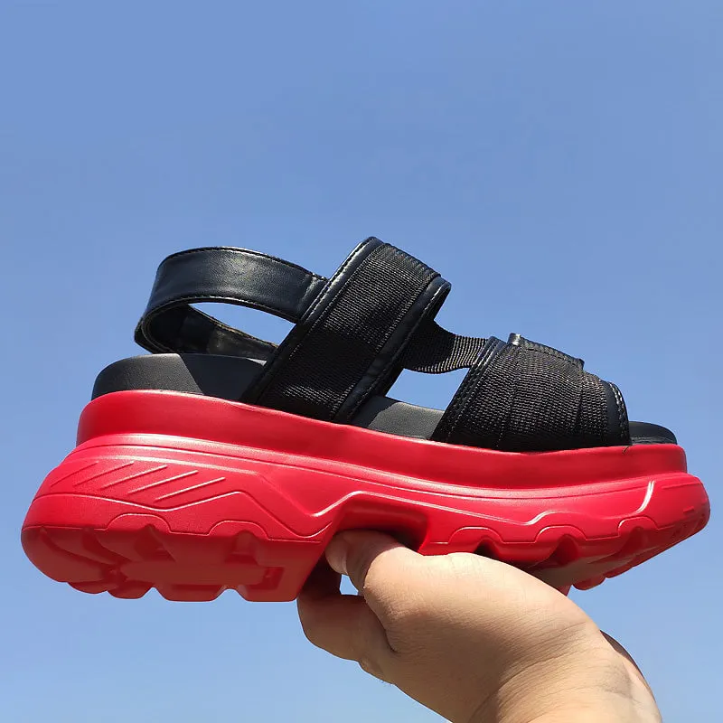 Women's Platform Sandals Shoes / Thick-Soled Wedge Heels Shoes / Buckle Beach Slides Sandals