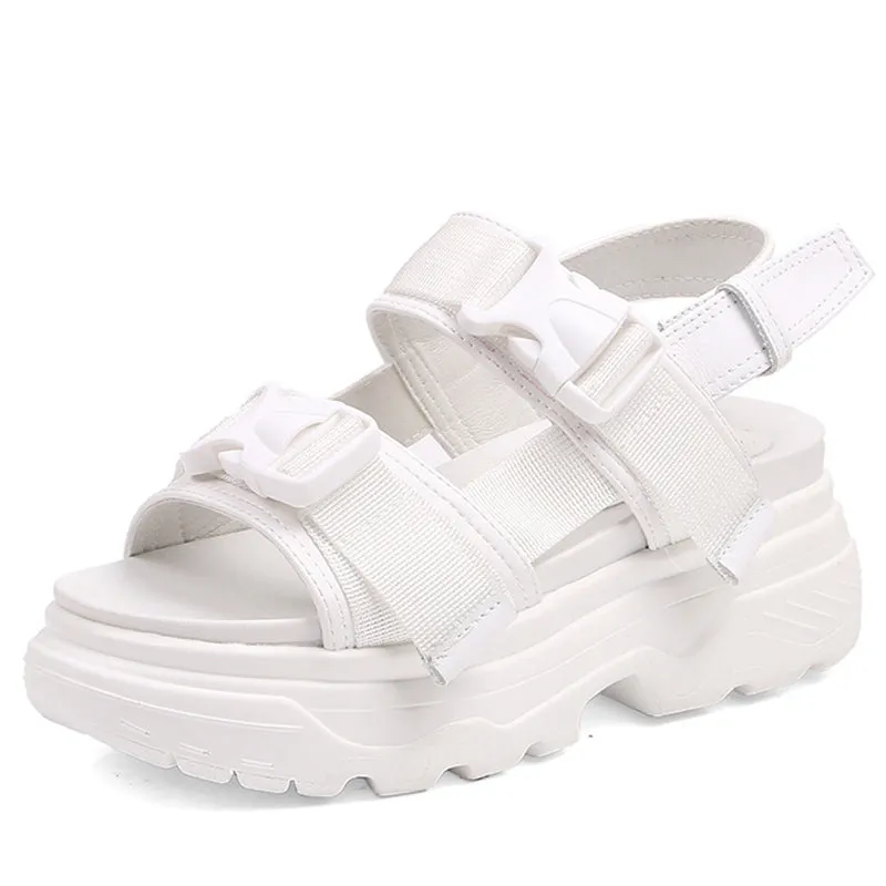 Women's Platform Sandals Shoes / Thick-Soled Wedge Heels Shoes / Buckle Beach Slides Sandals