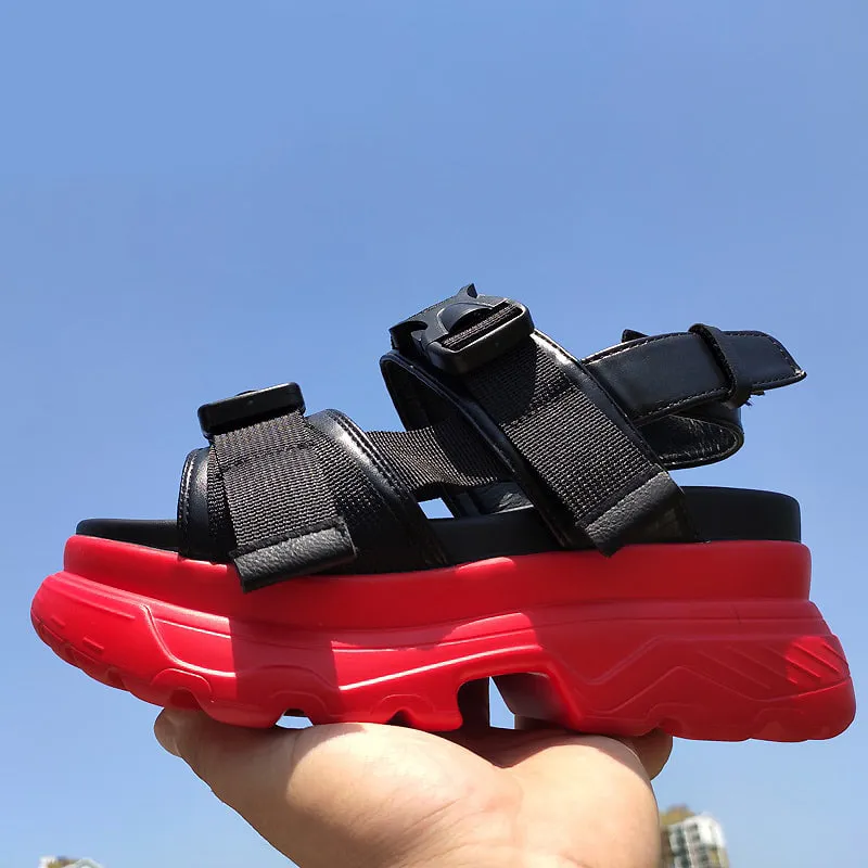 Women's Platform Sandals Shoes / Thick-Soled Wedge Heels Shoes / Buckle Beach Slides Sandals