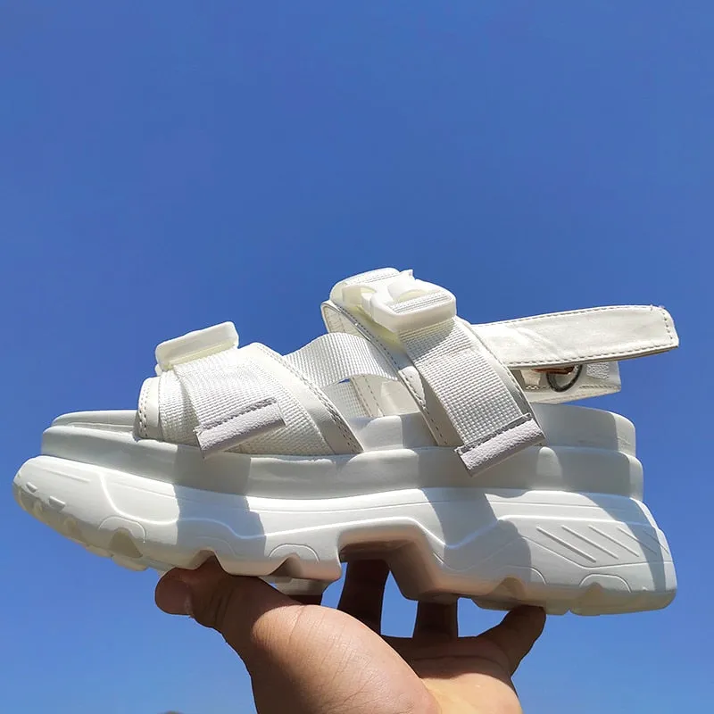 Women's Platform Sandals Shoes / Thick-Soled Wedge Heels Shoes / Buckle Beach Slides Sandals